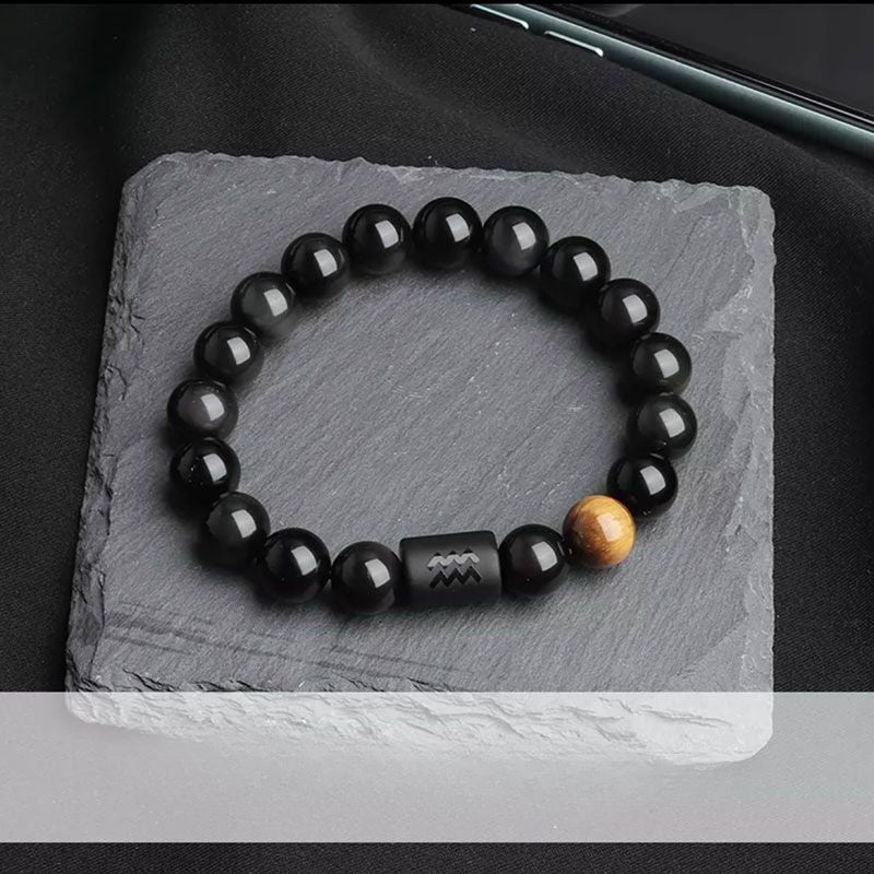 Wholesale Twelve Constellations Natural Stone Elastic Bracelet